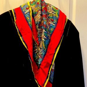 Vintage zebra and floral print scarf